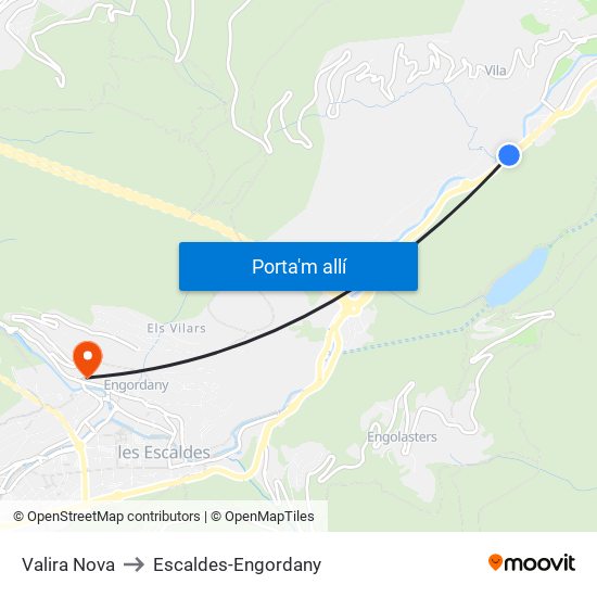 Valira Nova to Escaldes-Engordany map