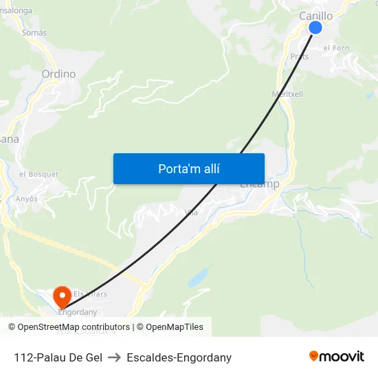 112-Palau De Gel to Escaldes-Engordany map