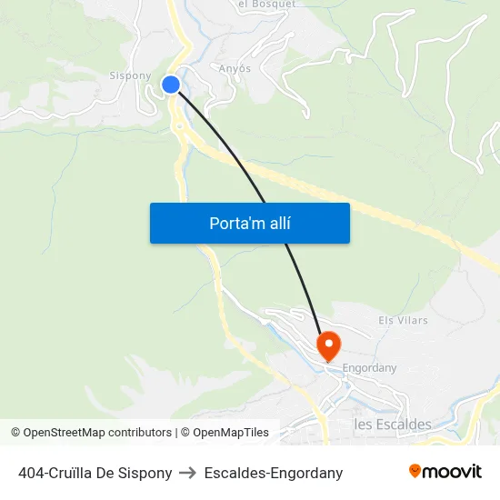 404-Cruïlla De Sispony to Escaldes-Engordany map
