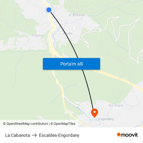 La Cabanota to Escaldes-Engordany map