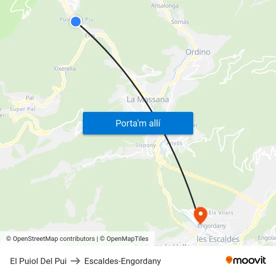 El Puiol Del Pui to Escaldes-Engordany map