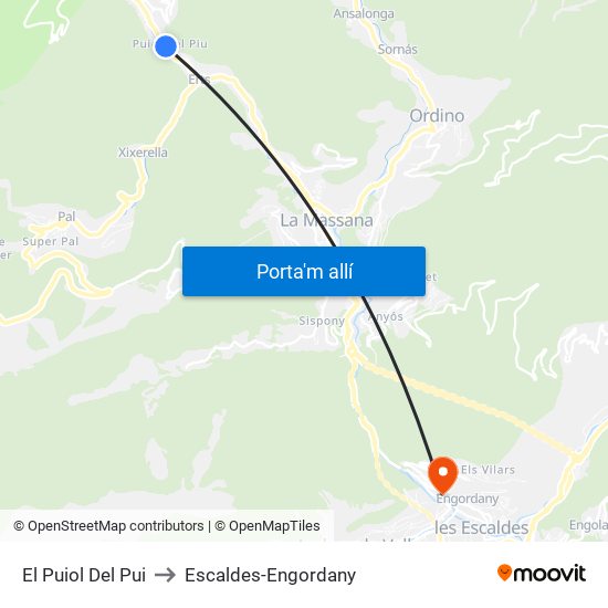 El Puiol Del Pui to Escaldes-Engordany map