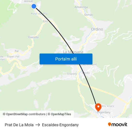 Prat De La Mola to Escaldes-Engordany map