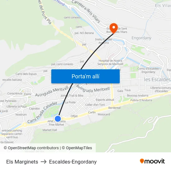Els Marginets to Escaldes-Engordany map