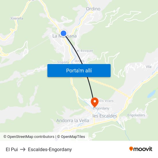 El Pui to Escaldes-Engordany map