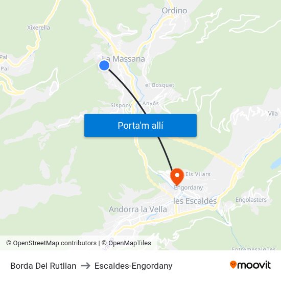 Borda Del Rutllan to Escaldes-Engordany map