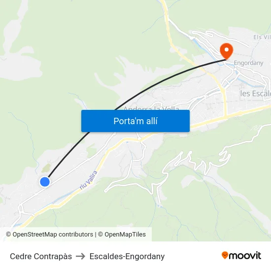 Cedre Contrapàs to Escaldes-Engordany map