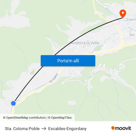 Sta. Coloma Poble to Escaldes-Engordany map