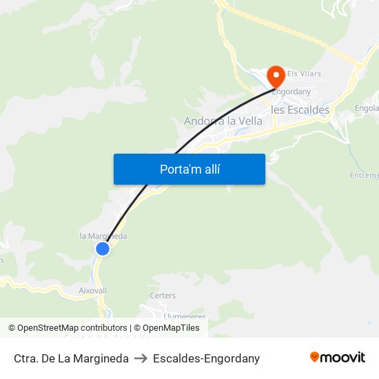 Ctra. De La Margineda to Escaldes-Engordany map