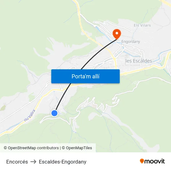 Encorcés to Escaldes-Engordany map