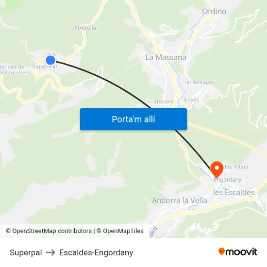 Superpal to Escaldes-Engordany map