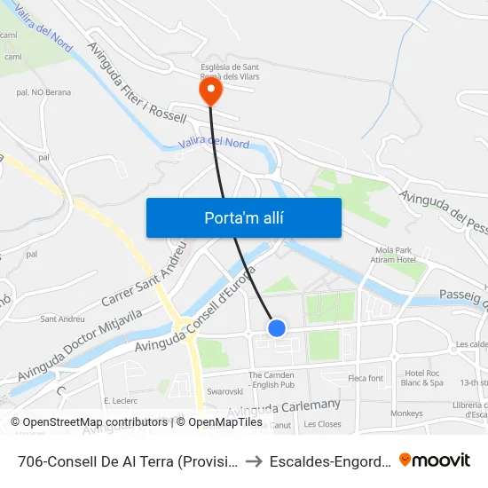 706-Consell De Al Terra (Provisional) to Escaldes-Engordany map