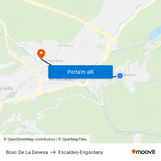 Bosc De La Devesa to Escaldes-Engordany map