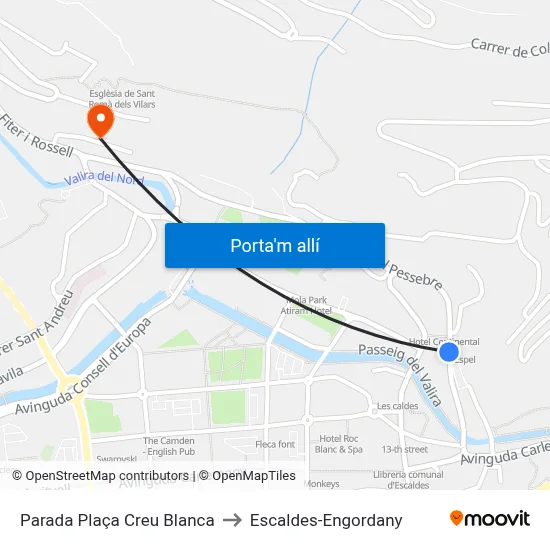 Parada Plaça Creu Blanca to Escaldes-Engordany map