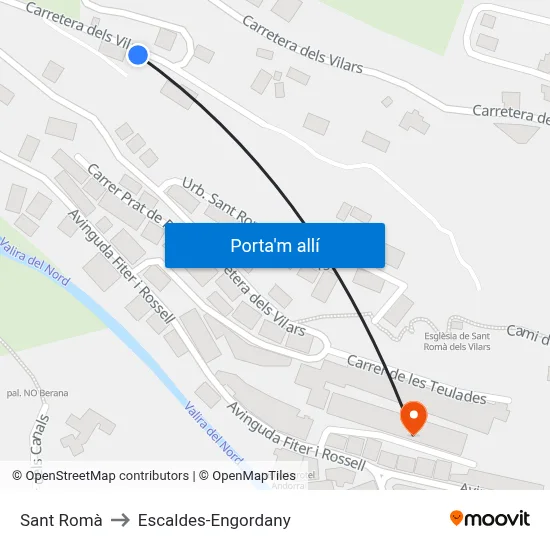 Sant Romà to Escaldes-Engordany map