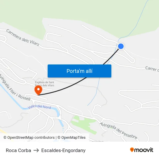 Roca Corba to Escaldes-Engordany map