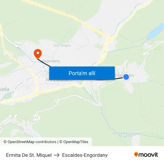 Ermita De St. Miquel to Escaldes-Engordany map
