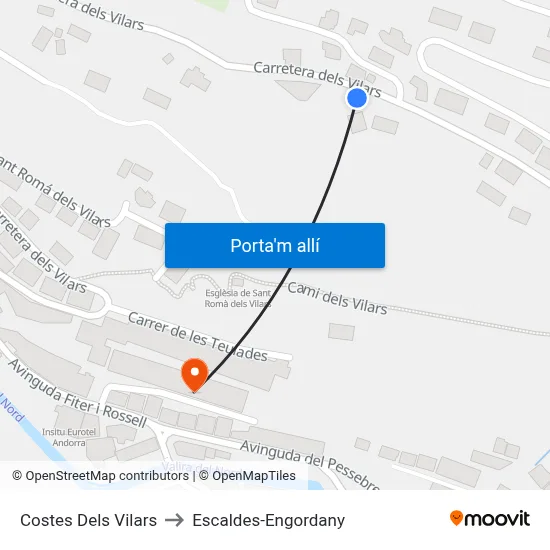Costes Dels Vilars to Escaldes-Engordany map