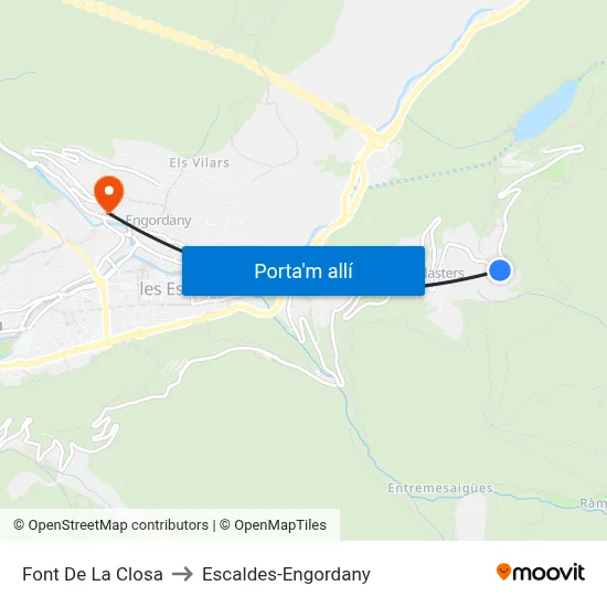 Font De La Closa to Escaldes-Engordany map