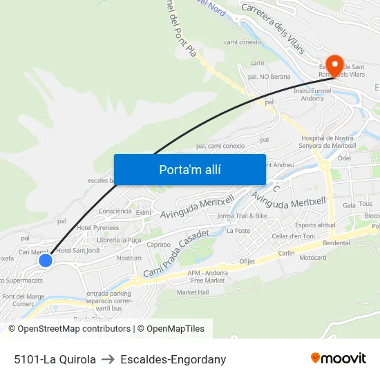 5101-La Quirola to Escaldes-Engordany map