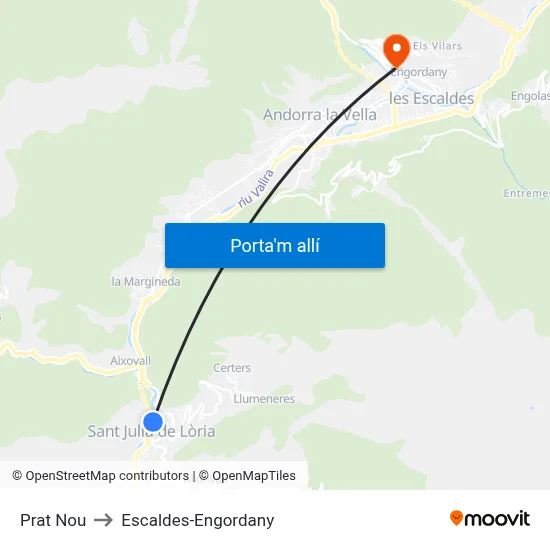 Prat Nou to Escaldes-Engordany map
