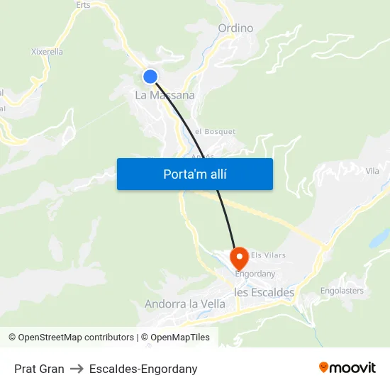 Prat Gran to Escaldes-Engordany map