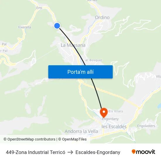 449-Zona Industrial Terricó to Escaldes-Engordany map