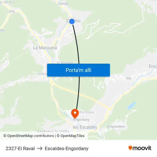 2327-El Raval to Escaldes-Engordany map