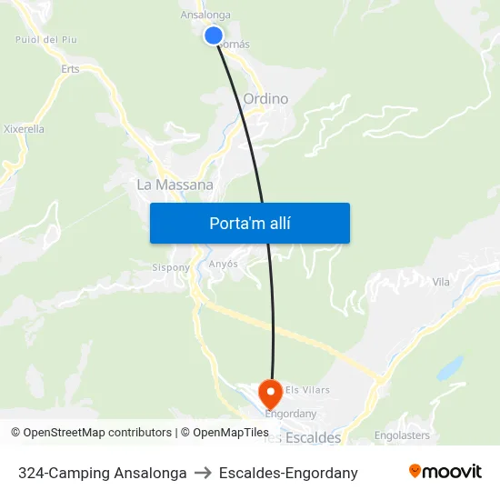 324-Camping Ansalonga to Escaldes-Engordany map