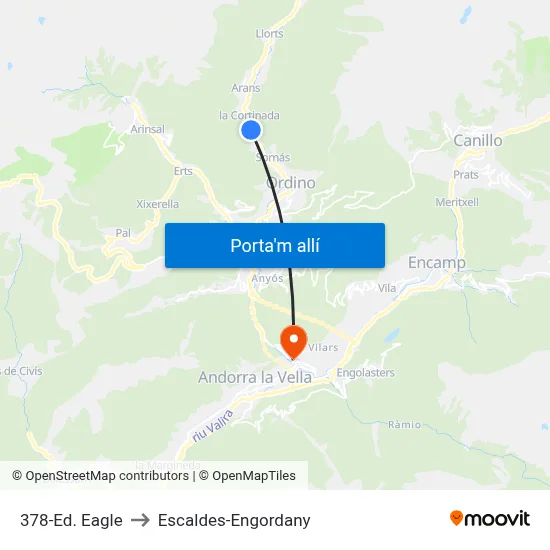 378-Ed. Eagle to Escaldes-Engordany map