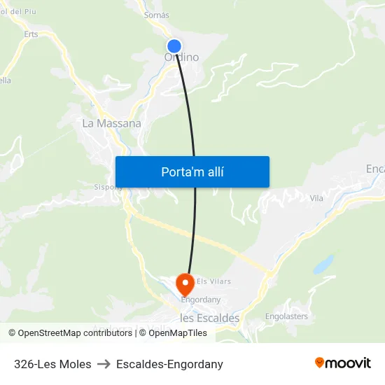 326-Les Moles to Escaldes-Engordany map