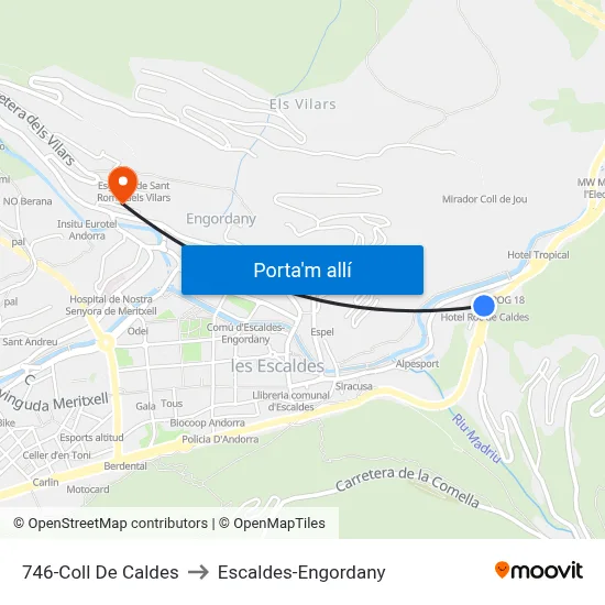 746-Coll De Caldes to Escaldes-Engordany map