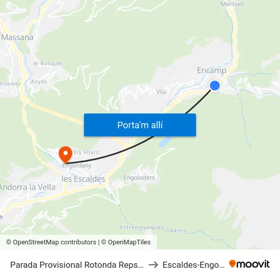 243- El Clos to Escaldes-Engordany map