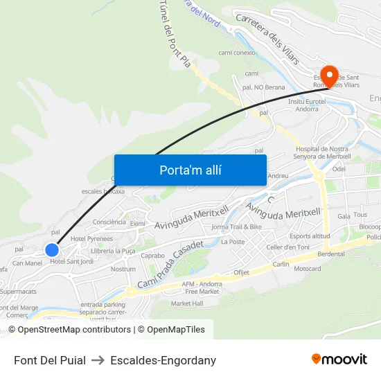 Font Del Puial to Escaldes-Engordany map