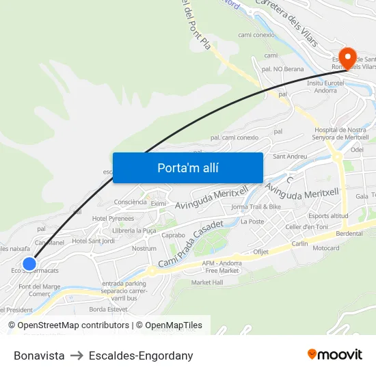 Bonavista to Escaldes-Engordany map