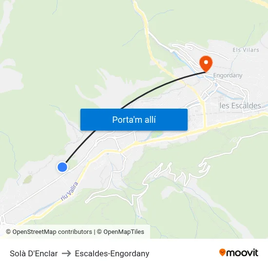 Solà D'Enclar to Escaldes-Engordany map