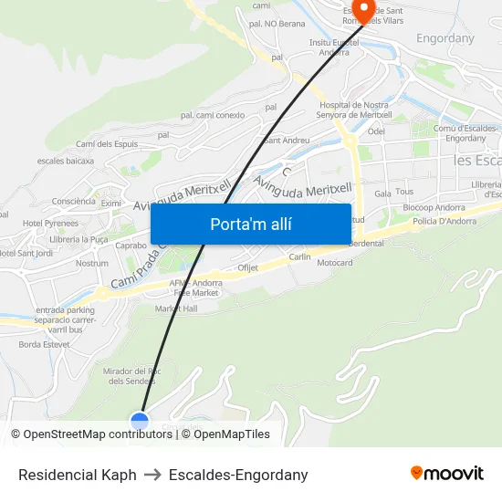 Residencial Kaph to Escaldes-Engordany map