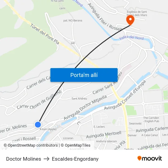 Doctor Molines to Escaldes-Engordany map