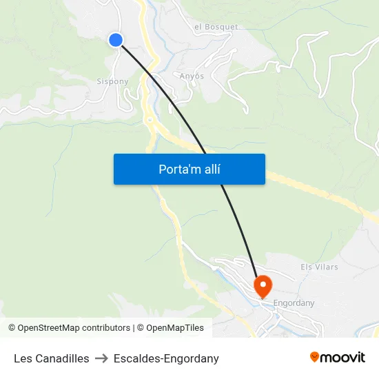 Les Canadilles to Escaldes-Engordany map