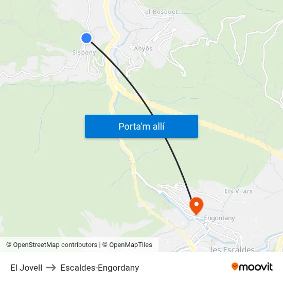 El Jovell to Escaldes-Engordany map