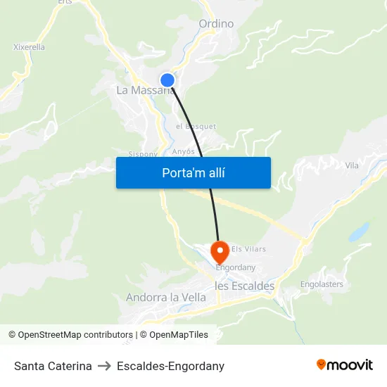 Santa Caterina to Escaldes-Engordany map