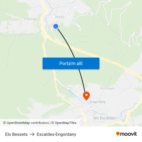 Els Bessets to Escaldes-Engordany map