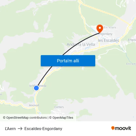 L'Aern to Escaldes-Engordany map
