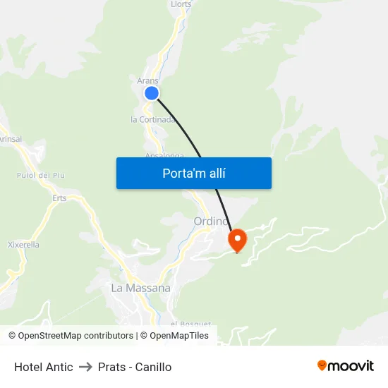 Hotel Antic to Prats - Canillo map
