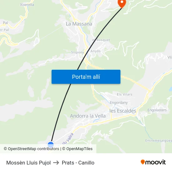 Mossèn Lluís Pujol to Prats - Canillo map