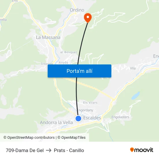 709-Dama De Gel to Prats - Canillo map