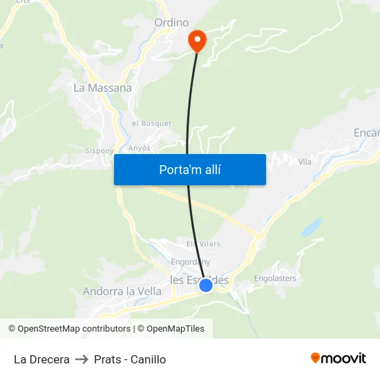La Drecera to Prats - Canillo map