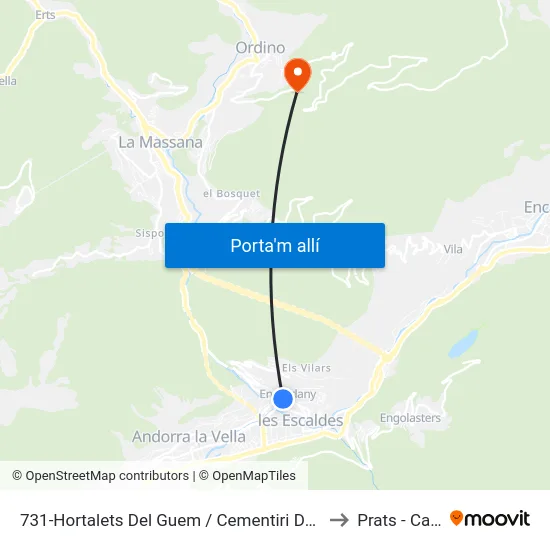 731-Hortalets Del Guem / Cementiri Del Pessebre to Prats - Canillo map