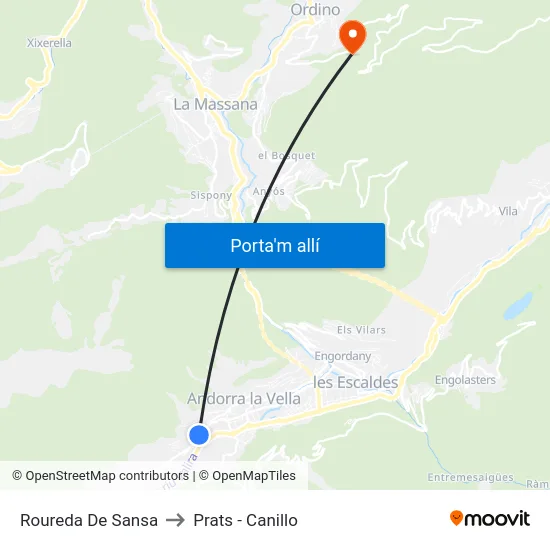 Roureda De Sansa to Prats - Canillo map