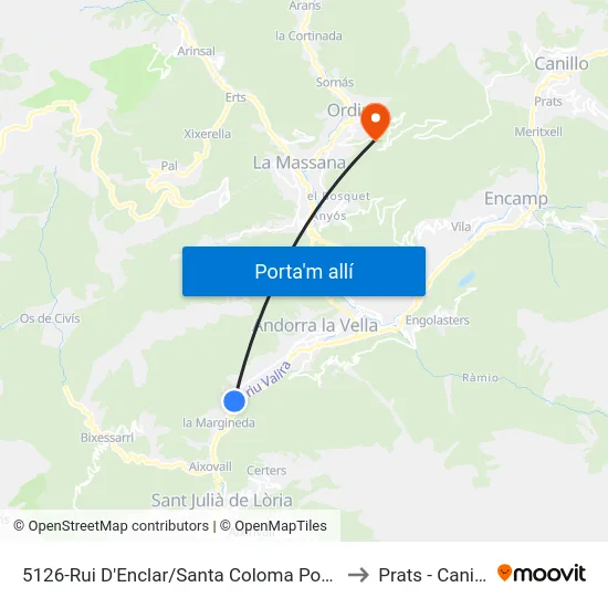 5126-Rui D'Enclar/Santa Coloma Pobles to Prats - Canillo map